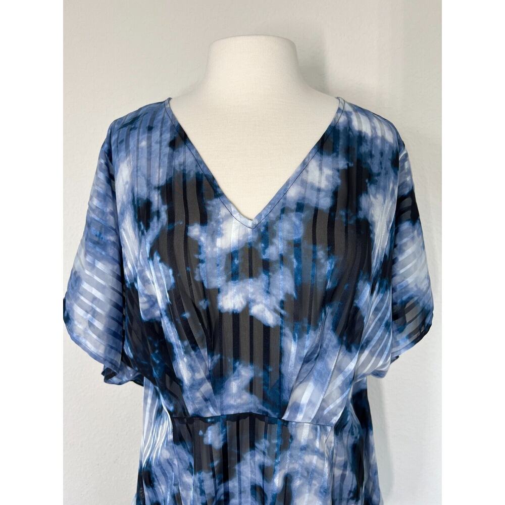 Lane Bryant Tie Dye Kimono Tunic Top Womens Size 10 12 Poncho Semi-Sheer Blue - Picture 4 of 12